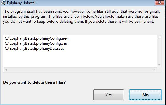 Uninstall File Deletion Dialog
